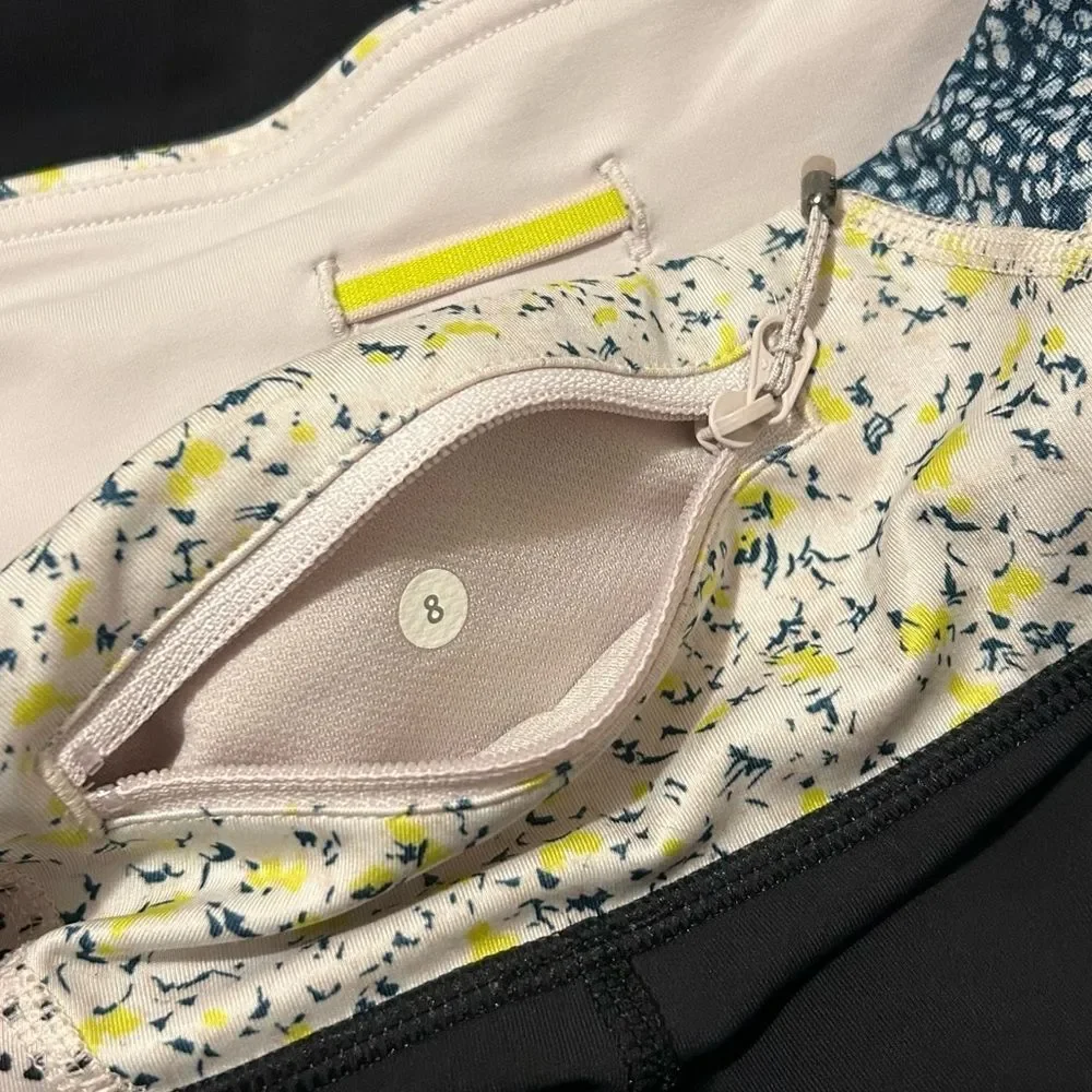 LULULEMON RUN: Inspire Crop II Black/Quilt/Fresh Fleur Neutral Blush Split Pea 8